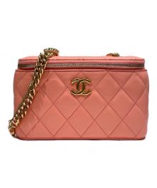 CHANEL（シャネル）の古着「マトラッセ チェーン ショルダー バニティバッグ」｜サーモンピンク