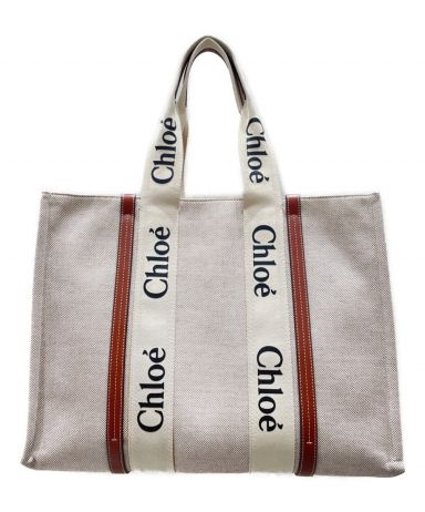 中古・古着通販】Chloe (クロエ) WOODY LARGE TOTE BAG ベージュ×タン サイズ:LARGE/ラージ｜ブランド・古着通販  トレファク公式【TREFAC FASHION】スマホサイト