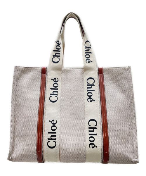 Chloe（クロエ）Chloe (クロエ) WOODY LARGE TOTE BAG ベージュ×タン サイズ:LARGE/ラージの古着・服飾アイテム