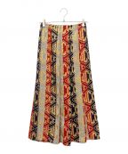 GUCCIグッチ）の古着「Gucci Logo Embroidered Pleated Skirt」｜レッド×ゴールド