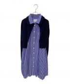 sacaiサカイ）の古着「Cotton Poplin  Wool Knit Dress」｜ブルー×ホワイト