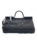 DOLCE & GABBANAドルチェ＆ガッバーナ）の古着「Denim Sicily Handle Bag」｜ブラック