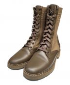 FENDIフェンディ）の古着「Leather and Fabric Combat Boots」｜ブラウン