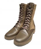 FENDIフェンディ）の古着「Leather and Fabric Combat Boots」｜ブラウン