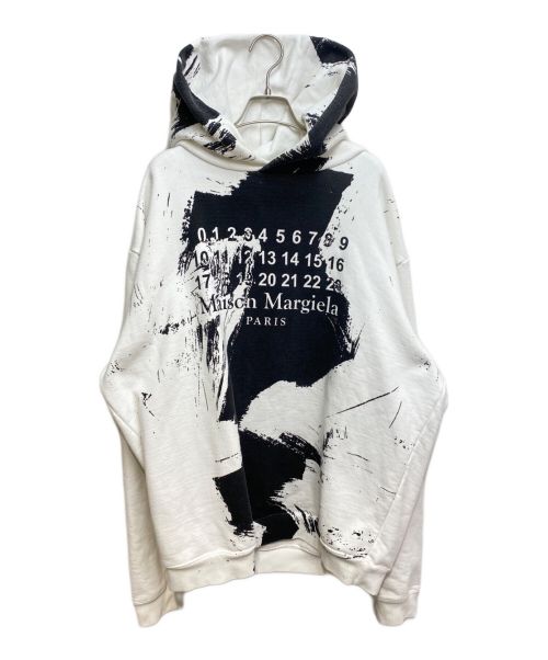 Maison Margiela（メゾンマルジェラ）Maison Margiela (メゾンマルジェラ) ロゴオーバーサイズプルオーバーパーカー ホワイト サイズ:46の古着・服飾アイテム