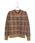 BURBERRYバーバリー）の古着「Novacheck crew neck knit sweater (ノヴァチェッククルーネックニットセーター)」｜ブラウン