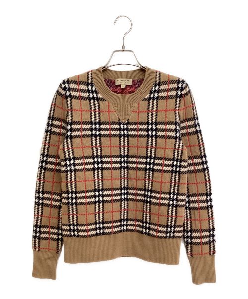 BURBERRY（バーバリー）BURBERRY (バーバリー) Novacheck crew neck knit sweater (ノヴァチェッククルーネックニットセーター) ブラウン サイズ:XXSの古着・服飾アイテム