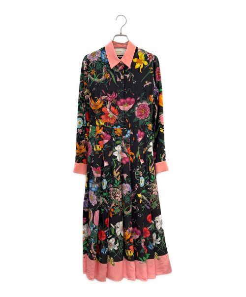 GUCCI（グッチ）GUCCI (グッチ) Flora Snake Print Silk Dress マルチカラー サイズ:38の古着・服飾アイテム