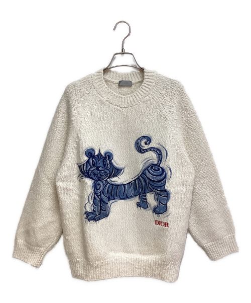 Christian Dior（クリスチャン ディオール）Christian Dior (クリスチャン ディオール) 22SS Tiger Embroidery  Sweater （タイガーエンブロイダリーセーター） アイボリー サイズ:Mの古着・服飾アイテム