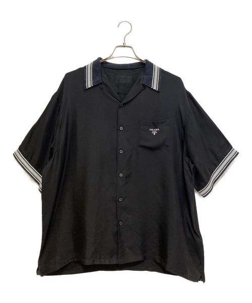 PRADA（プラダ）PRADA (プラダ) Short sleeve silk twill shirt（半袖シルクツイルシャツ） ブラック サイズ:XXLの古着・服飾アイテム