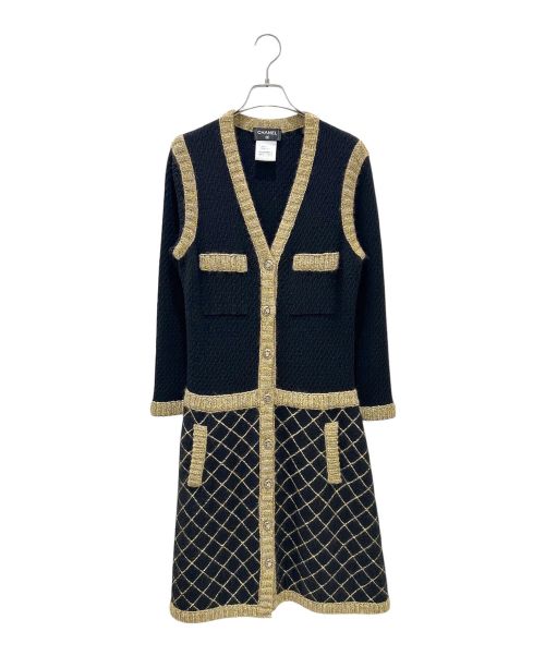 CHANEL（シャネル）CHANEL (シャネル) マトラッセニットワンピース ブラック サイズ:40の古着・服飾アイテム