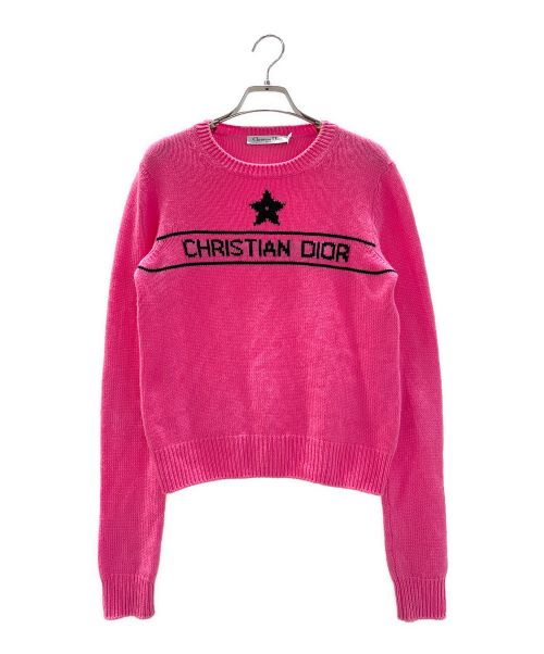 Christian Dior（クリスチャン ディオール）Christian Dior (クリスチャン ディオール) シグネチャーロゴ カシミア セーター ピンク サイズ:36の古着・服飾アイテム