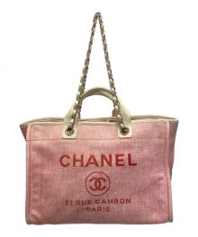 CHANEL（シャネル）の古着「ドーヴィル GM/ハンドバッグ/チェーンバッグ/トートバッグ/バッグ/鞄/」｜ピンク