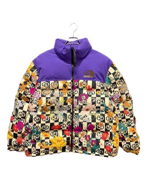 GUCCI×THE NORTH FACE（グッチ×ザノースフェイス）GUCCI×THE NORTH FACE (グッチ×ザノースフェイス) フラワーロゴ総柄ダウンジャケット パープル サイズ:XL 未使用品の古着・服飾アイテム