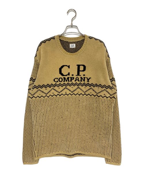 C.P COMPANY（シーピーカンパニー）C.P COMPANY (シーピーカンパニー) クルーネックニット ベージュ サイズ:52の古着・服飾アイテム