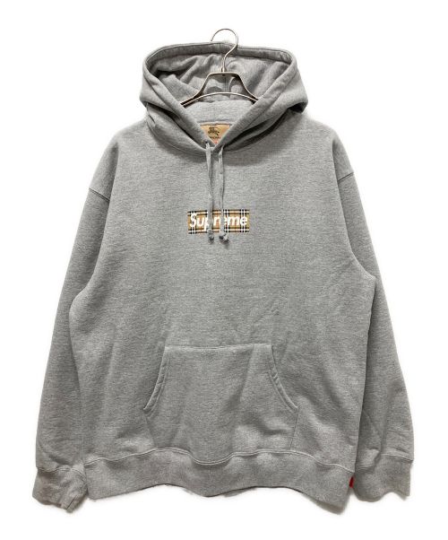 SUPREME（シュプリーム）SUPREME (シュプリーム) BURBERRY (バーバリー) Box Logo Hooded Sweatshirt ライトグレー サイズ:XLの古着・服飾アイテム