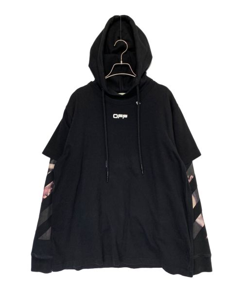 OFFWHITE（オフホワイト）OFFWHITE (オフホワイト) CARAVAG ARROW DOUBLE TEE HOOD ブラック サイズ:XSの古着・服飾アイテム