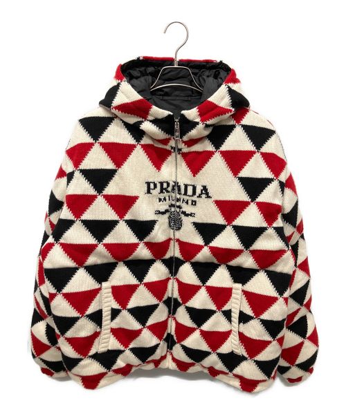 PRADA（プラダ）PRADA (プラダ) カシミアアーガイルジャケット レッド サイズ:XLの古着・服飾アイテム