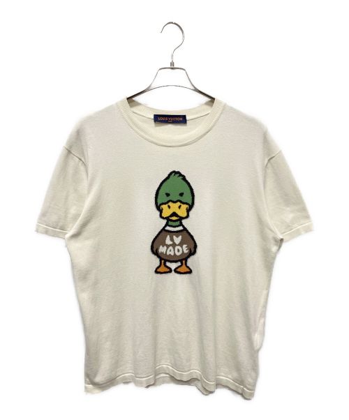 LOUIS VUITTON（ルイ ヴィトン）LOUIS VUITTON (ルイ ヴィトン) NIGO (二ゴー) インタルシア ジャカード ダック ハイゲージ コットン ニット Tシャツ ホワイト サイズ:Mの古着・服飾アイテム