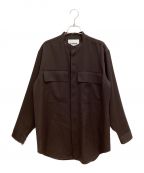 JIL SANDERジルサンダー）の古着「band collar shirt （バンドカラーシャツ）」｜ブラウン