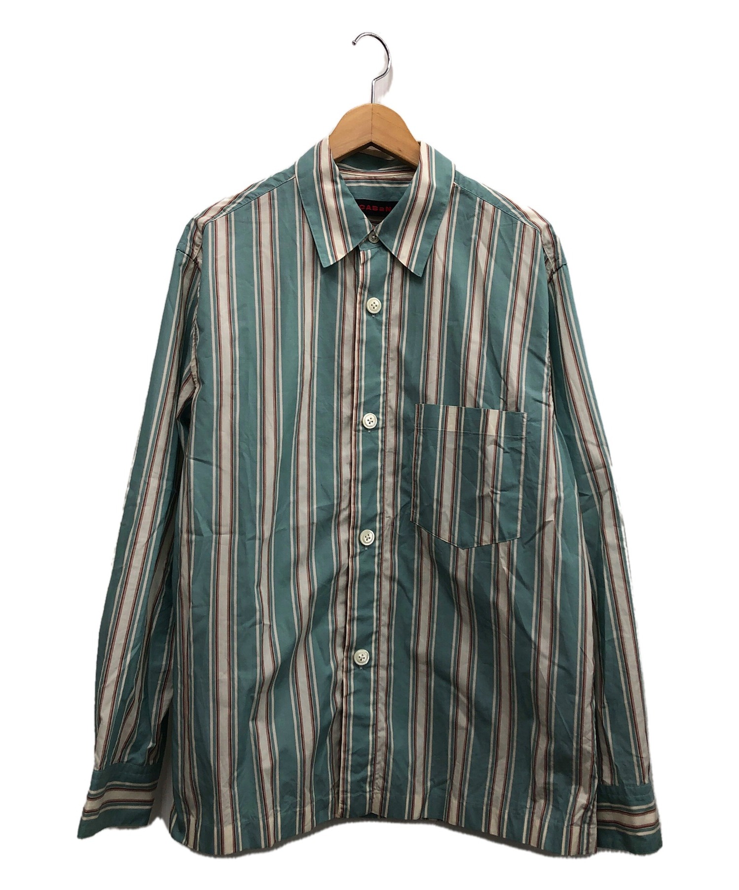 CABAN (キャバン) コットンマルチストライプ オーバーサイズシャツ スカイブルー サイズ:M