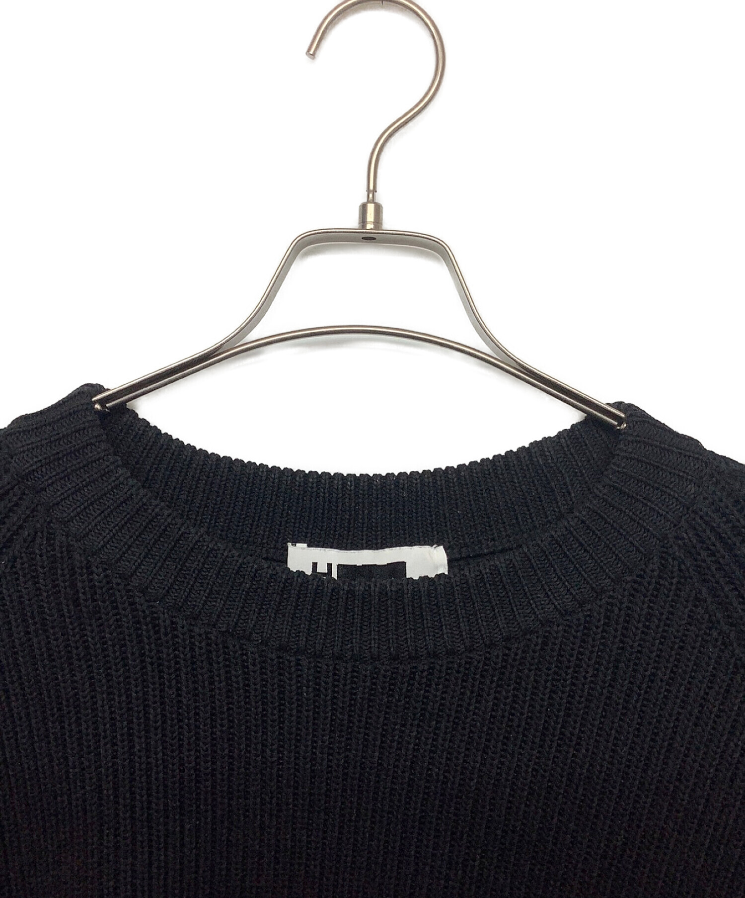 H BEAUTY&YOUTH (エイチ ビューティアンドユース) MERCE RIB CREW NECK LONG SLEEVE KNIT ブラック  サイズ:M