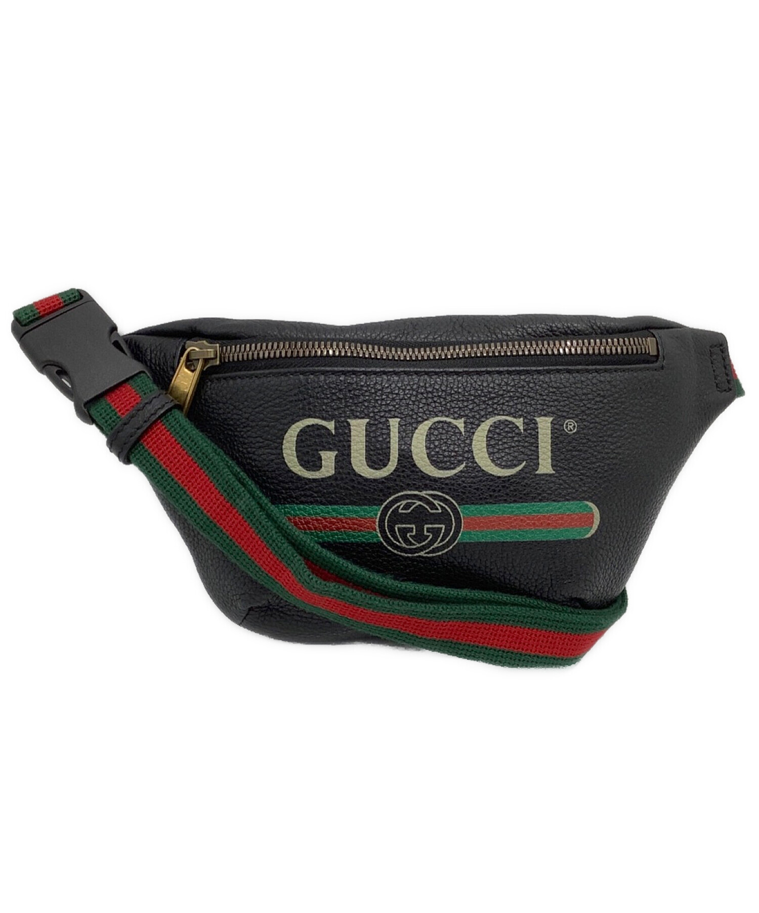 GUCCI (グッチ) プリントスモールベルトバッグ ブラック