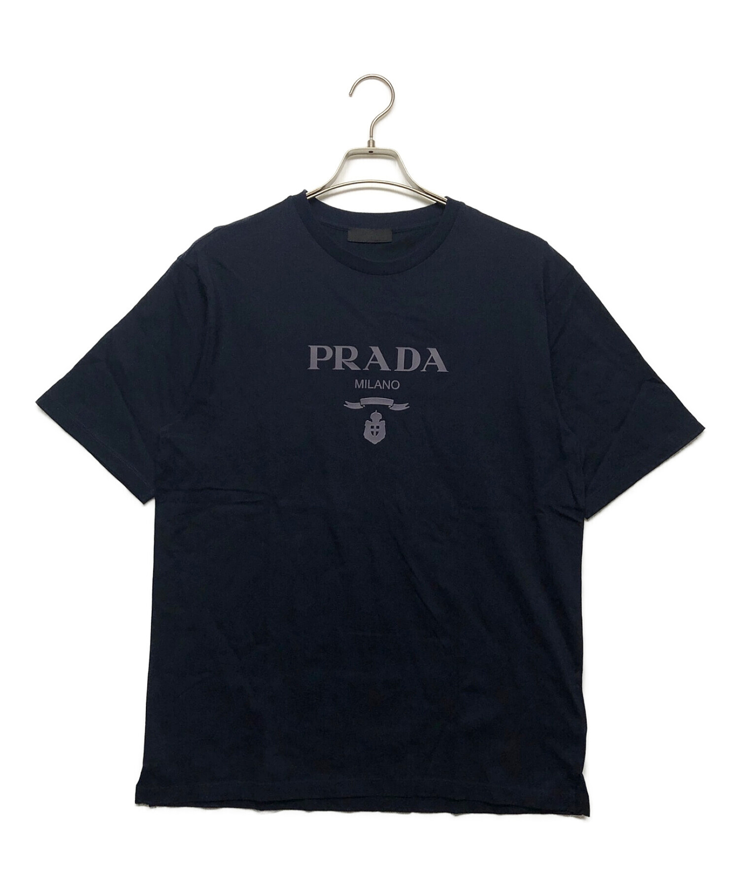 PRADA (プラダ) ロゴプリントTシャツ ネイビー サイズ:L