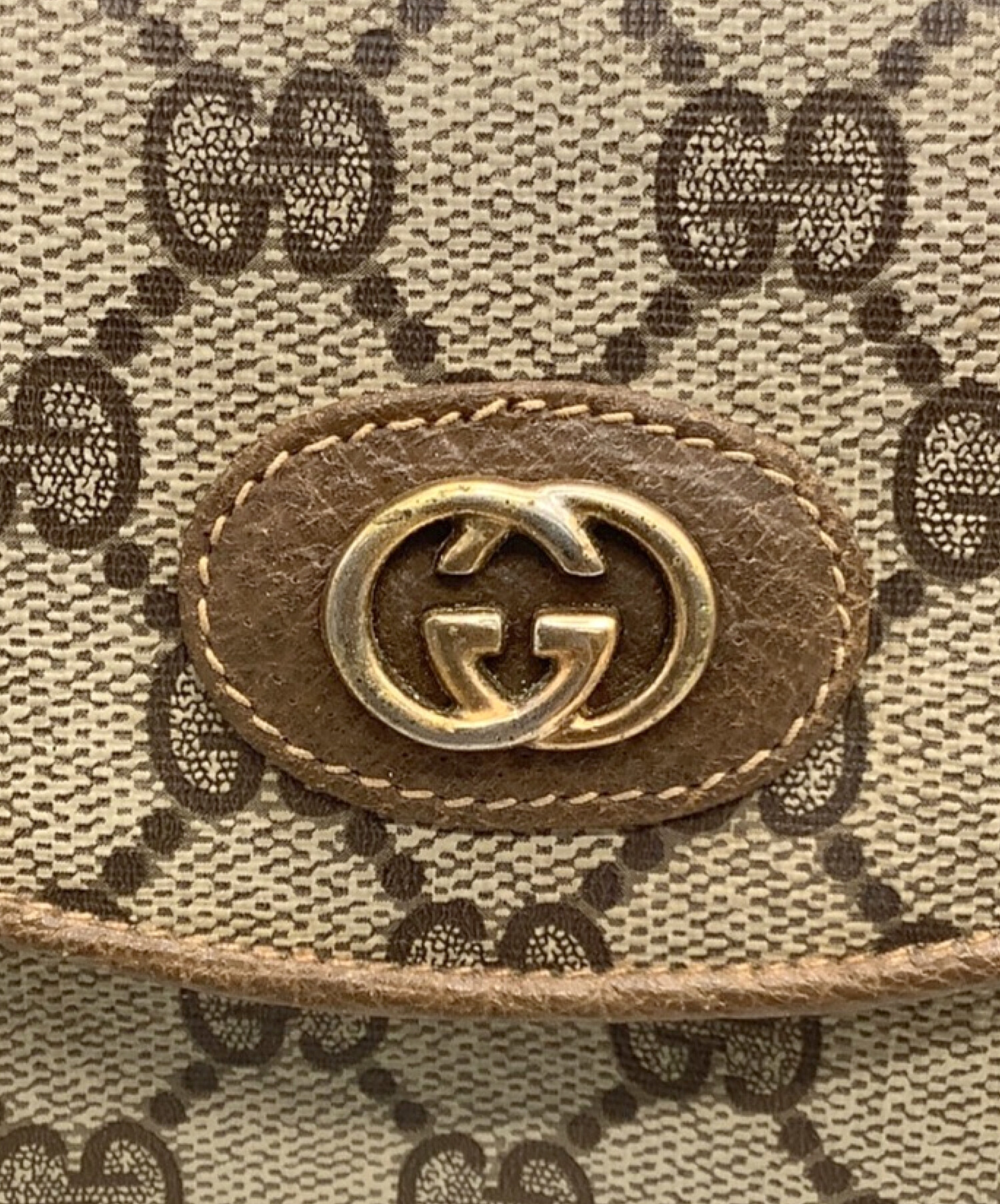 GUCCI (グッチ) オールドグッチ GGプラス ミニ ショルダーバッグ ベージュ×ブラウン