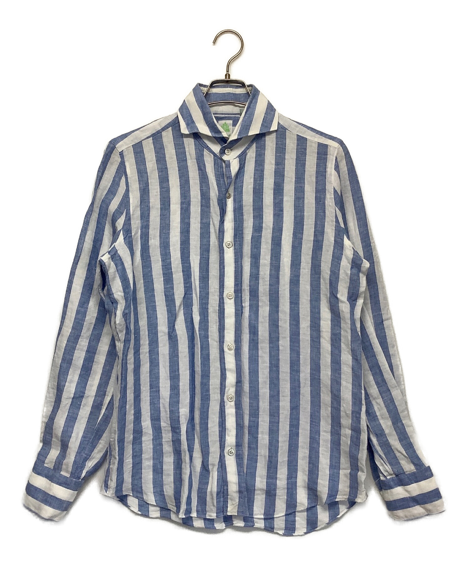 finamore (フィナモレ) リネンシャツ ブルー×ホワイト サイズ:M