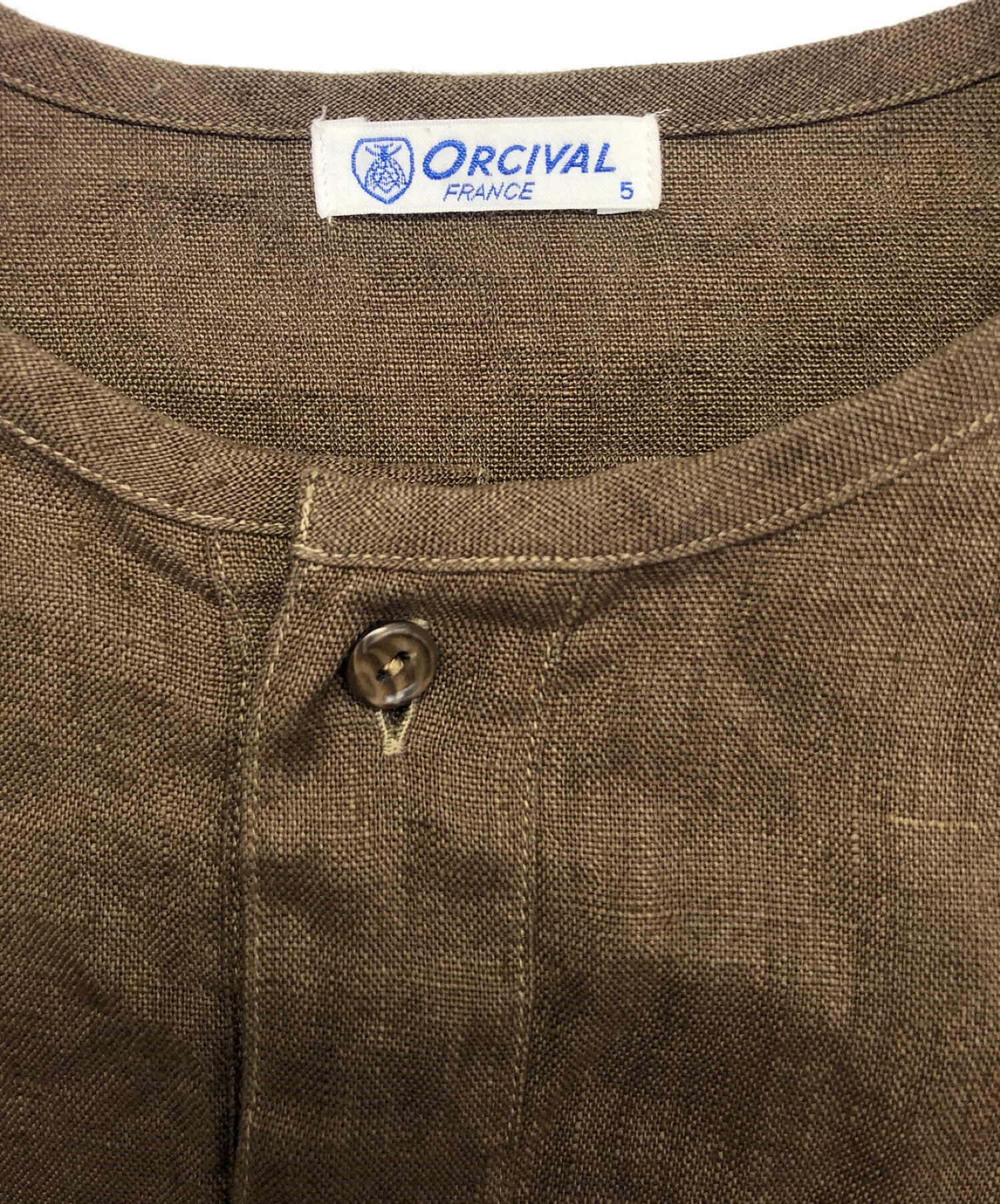 中古・古着通販】ORCIVAL (オーシバル) ノーカラーリネンシャツ