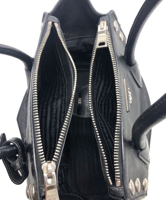 中古・古着通販】PRADA (プラダ) スタッズショルダーバッグ ブラック