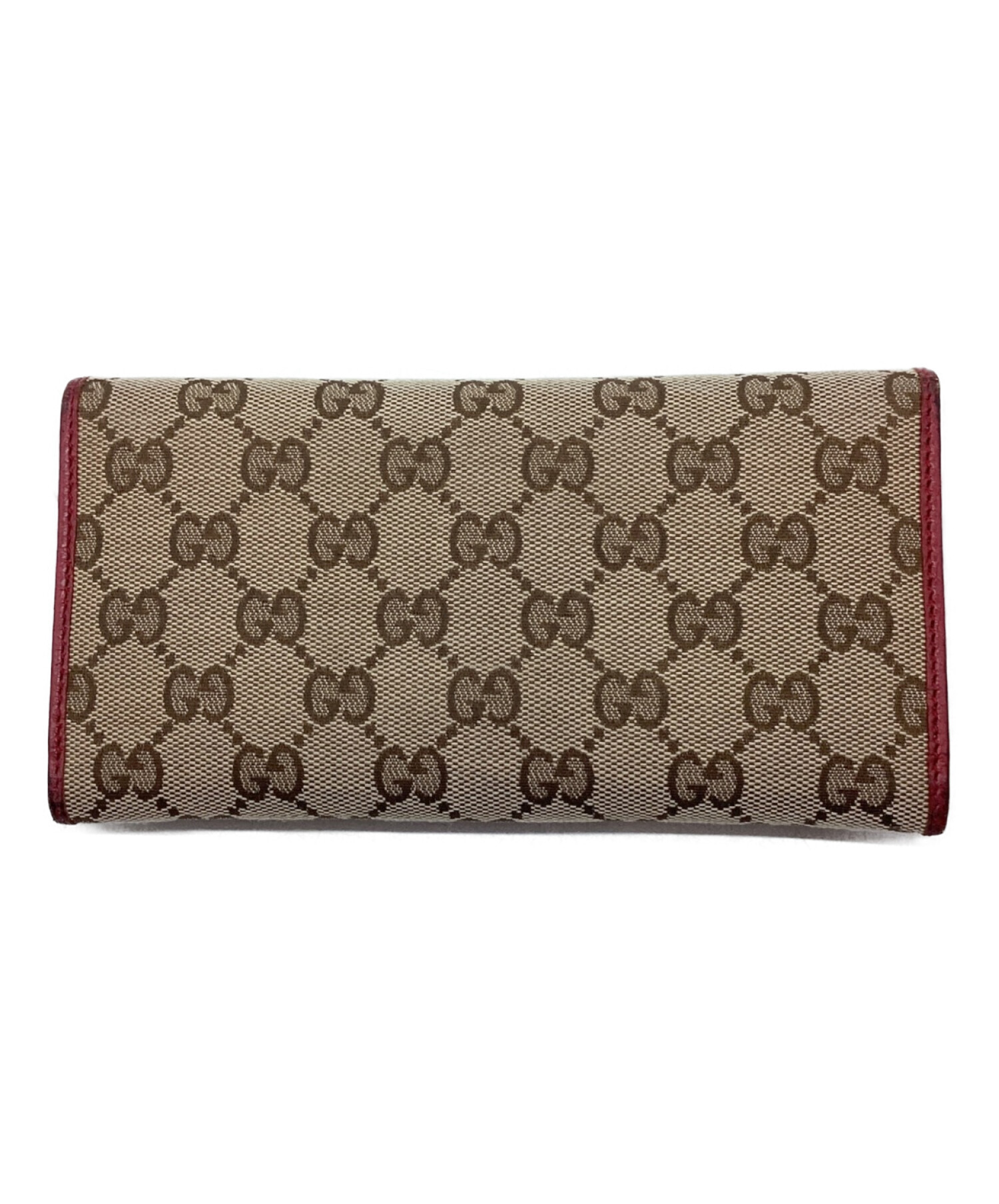 中古・古着通販】GUCCI (グッチ) 長財布 ブラウン×レッド｜ブランド