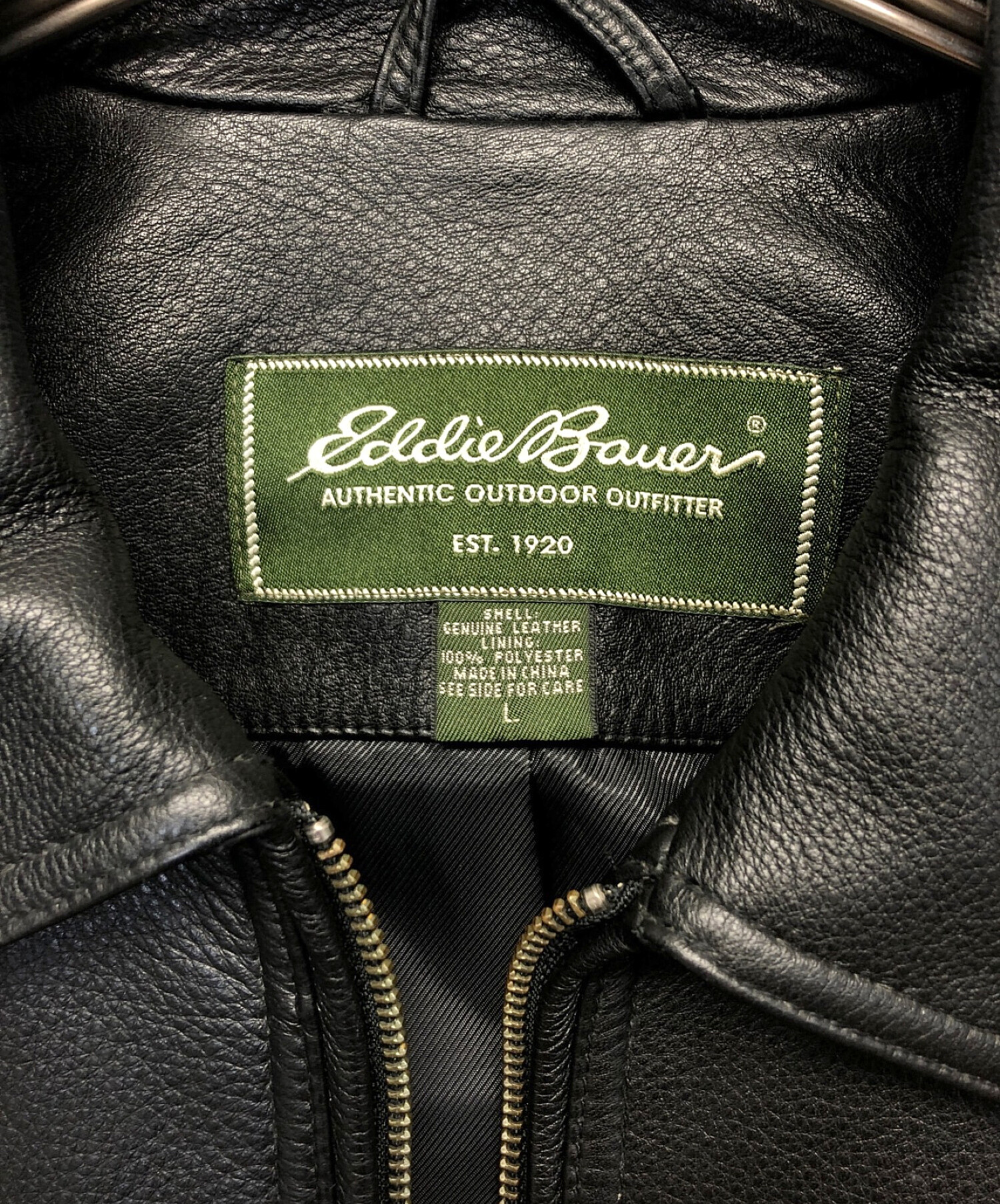 eddie bauer レザージャケット 白タグ カウレザー 牛革-