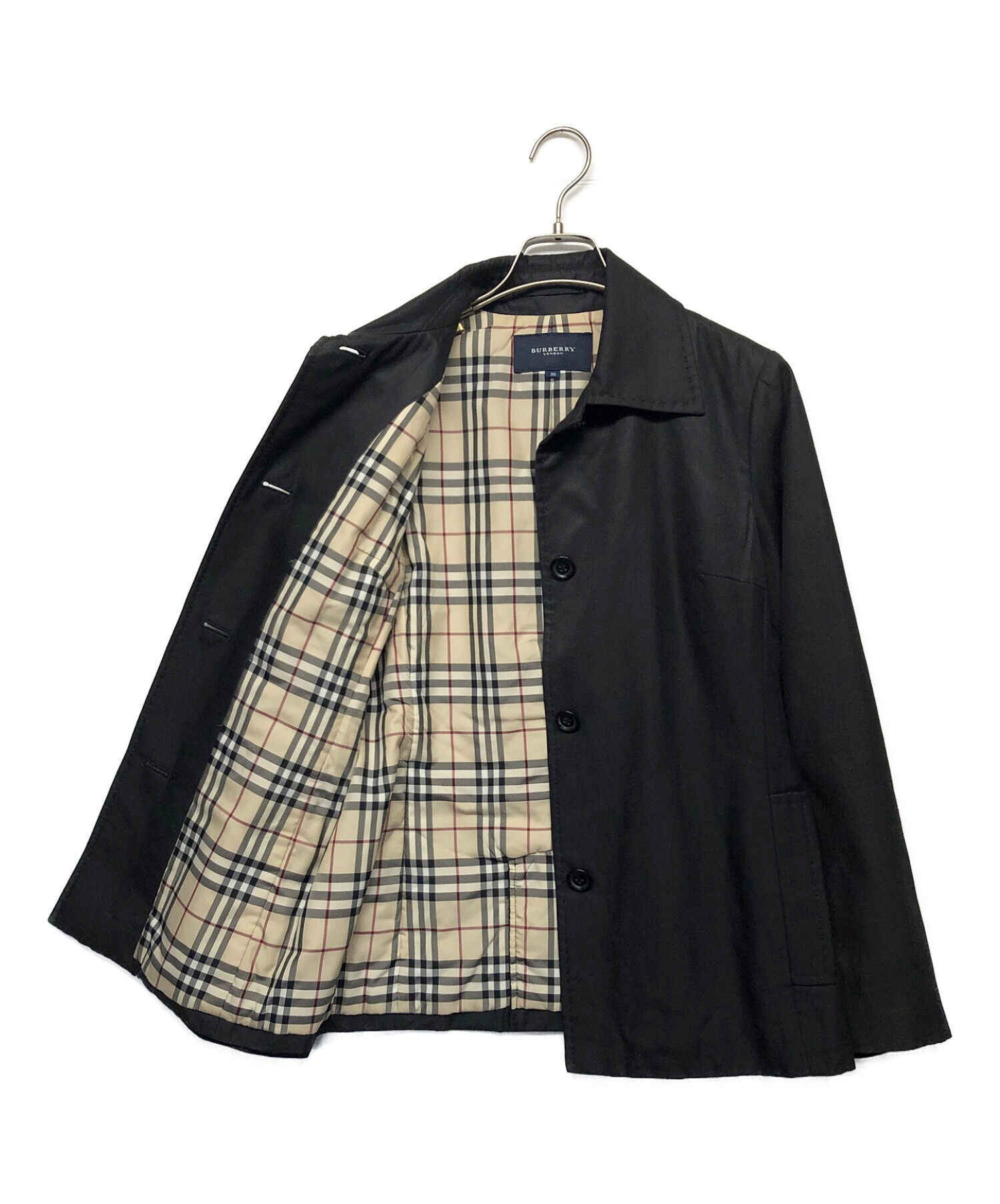 BURBERRY LONDON (バーバリー ロンドン) シルク混シングルコート ブラック サイズ:M