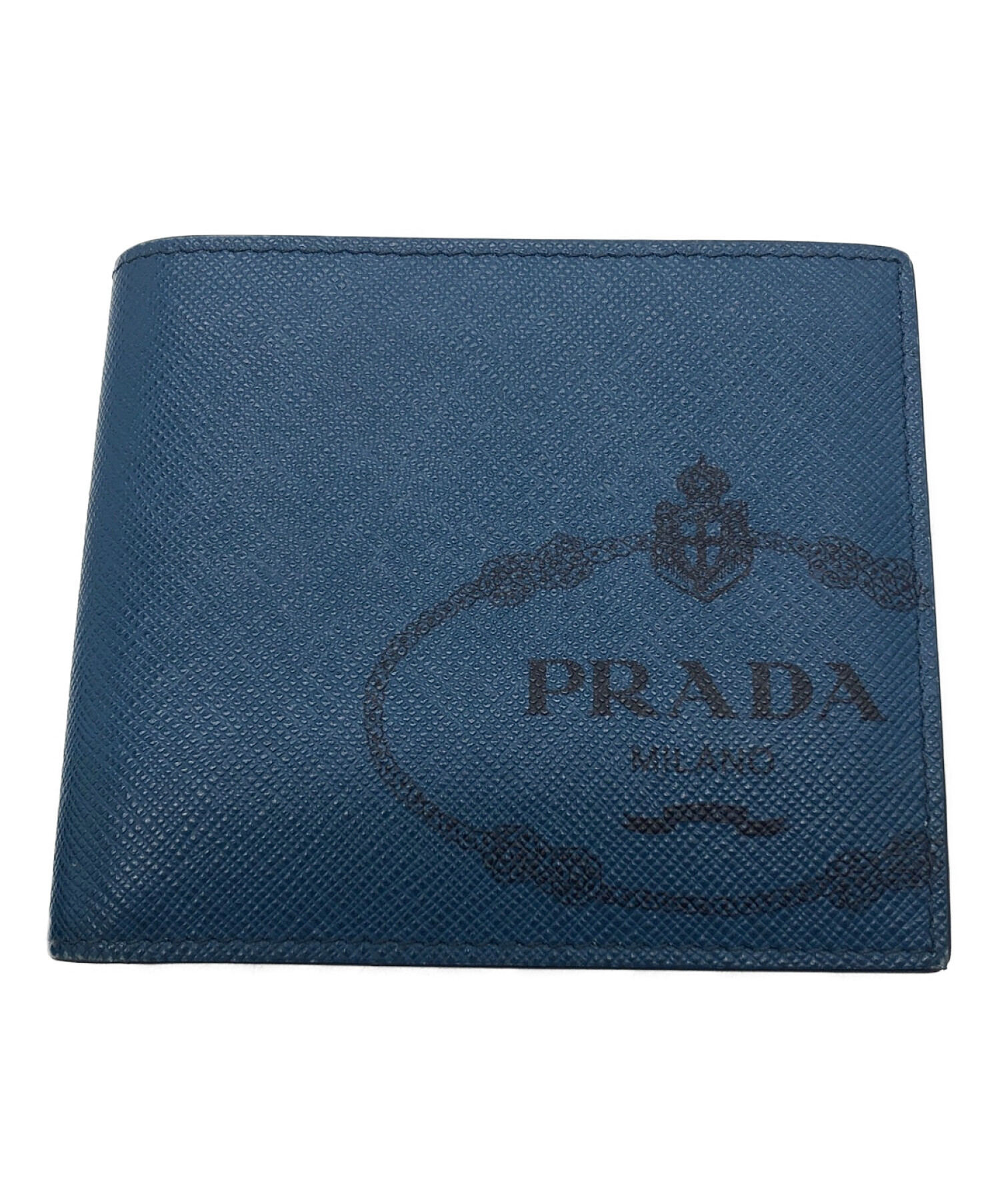 中古・古着通販】PRADA (プラダ) 2つ折り財布 ブルー｜ブランド・古着 