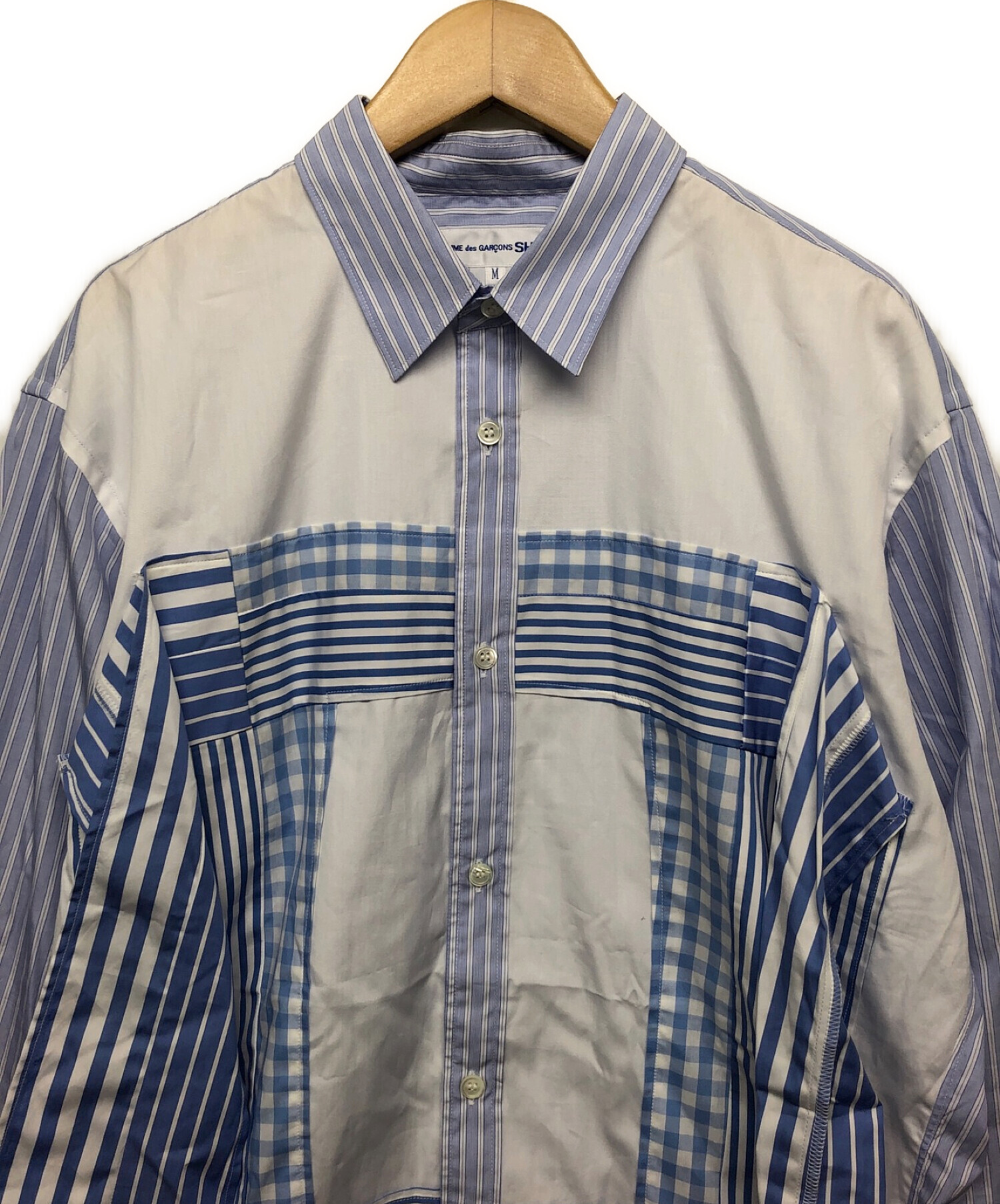 COMME des GARCONS SHIRT (コムデギャルソンシャツ) 切替シャツ ホワイト×ブルー サイズ:M
