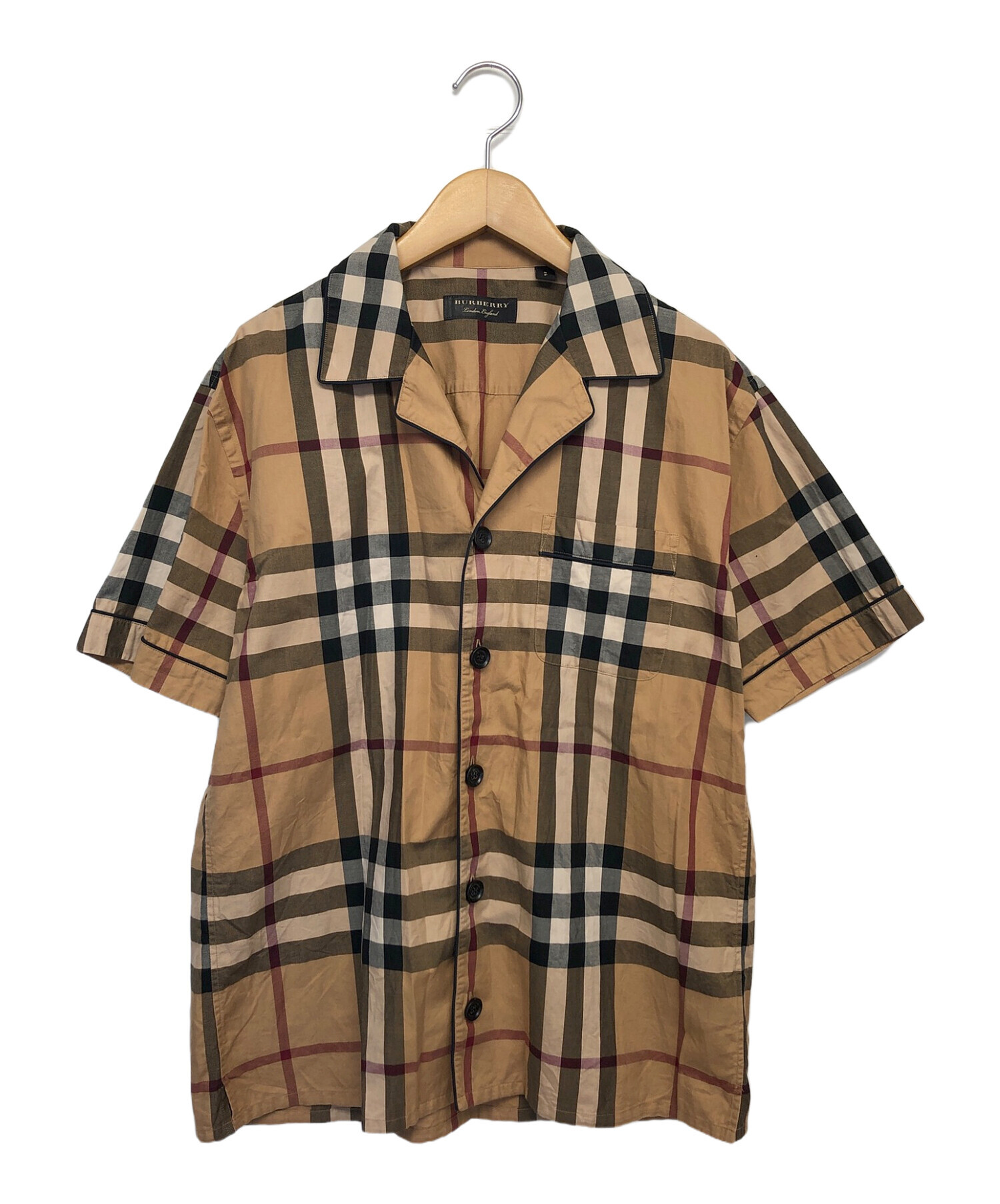 BURBERRY (バーバリー) オープンカラーシャツ ブラウン サイズ:S