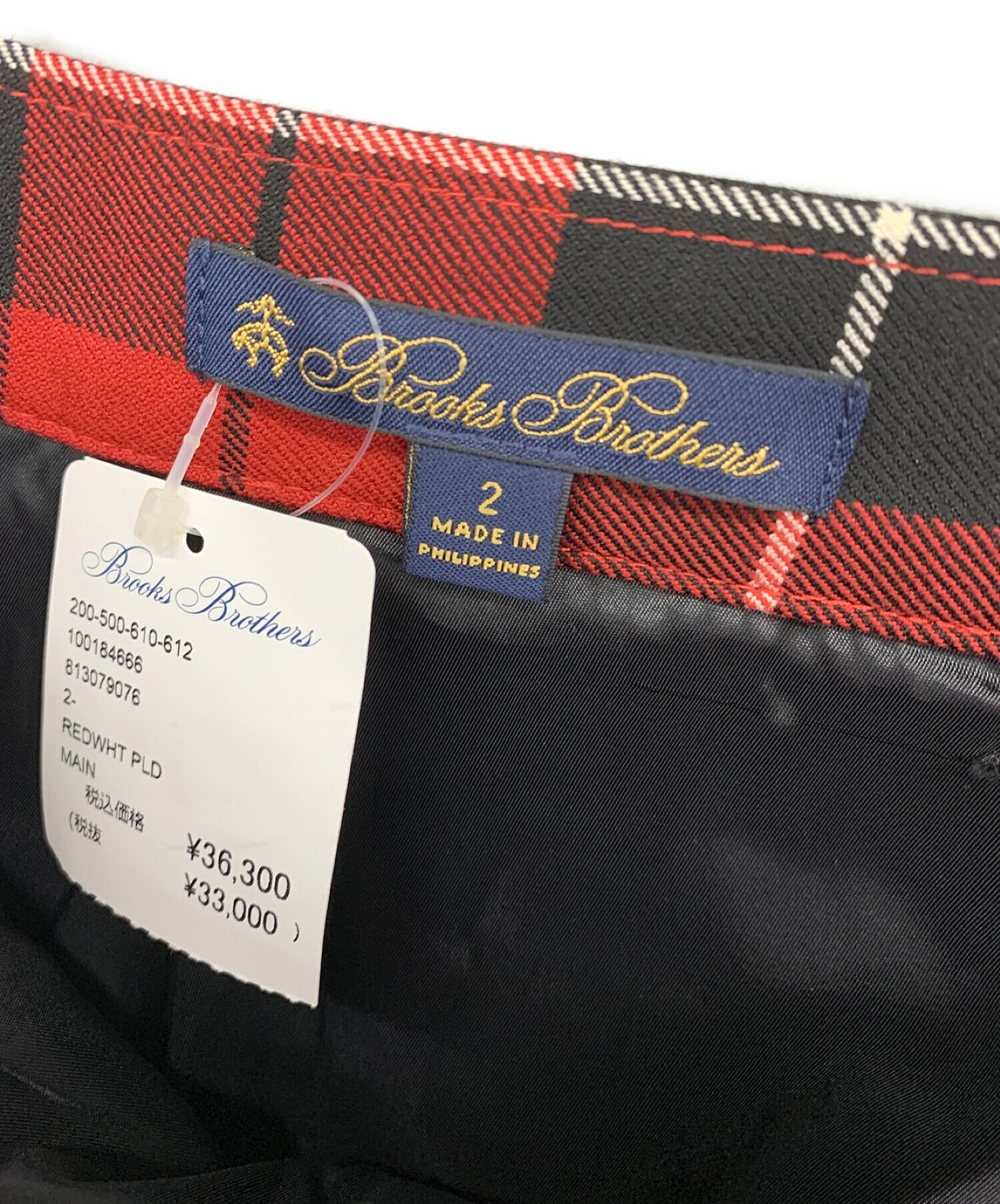 BROOKS BROTHERS (ブルックスブラザーズ) 巻きスカート レッド×ブラック サイズ:2