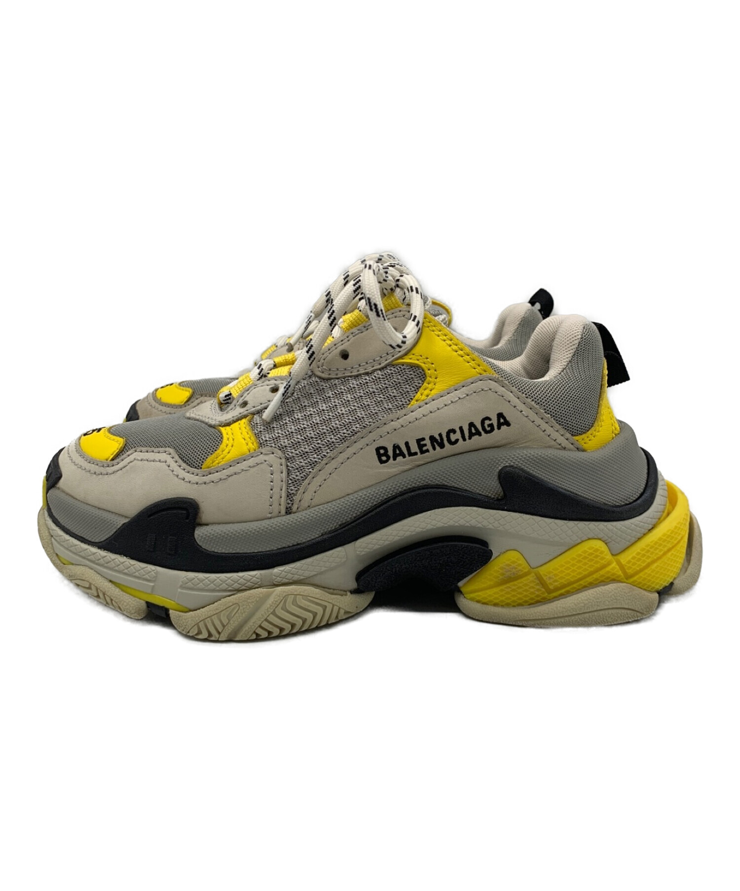 BALENCIAGA (バレンシアガ) トリプルソールスニーカー グレー×イエロー サイズ:23