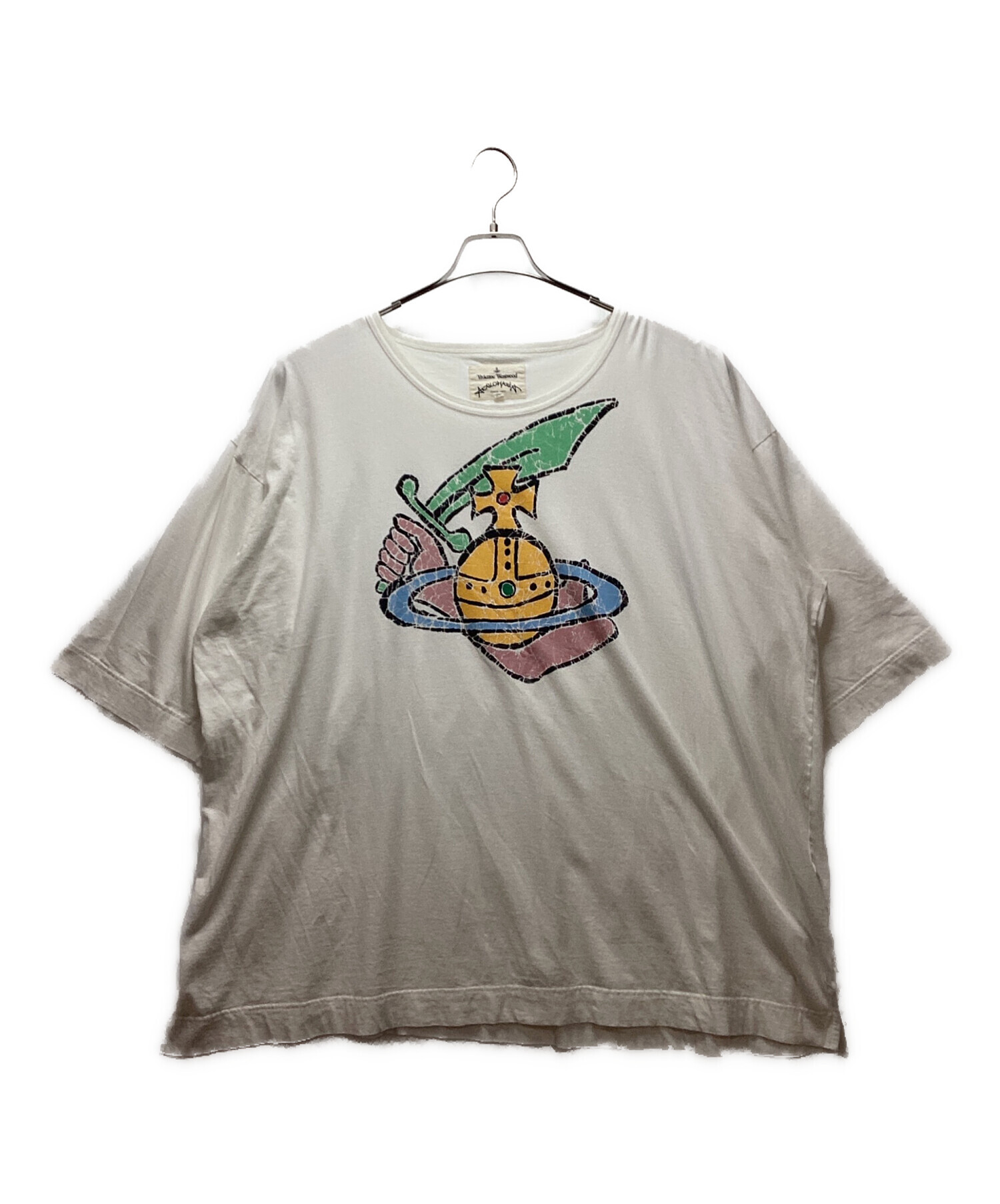 Vivienne Westwood ANGLOMANIA (ヴィヴィアンウエストウッド アングロマニア) オーバーサイズプリントTシャツ ホワイト  サイズ:38