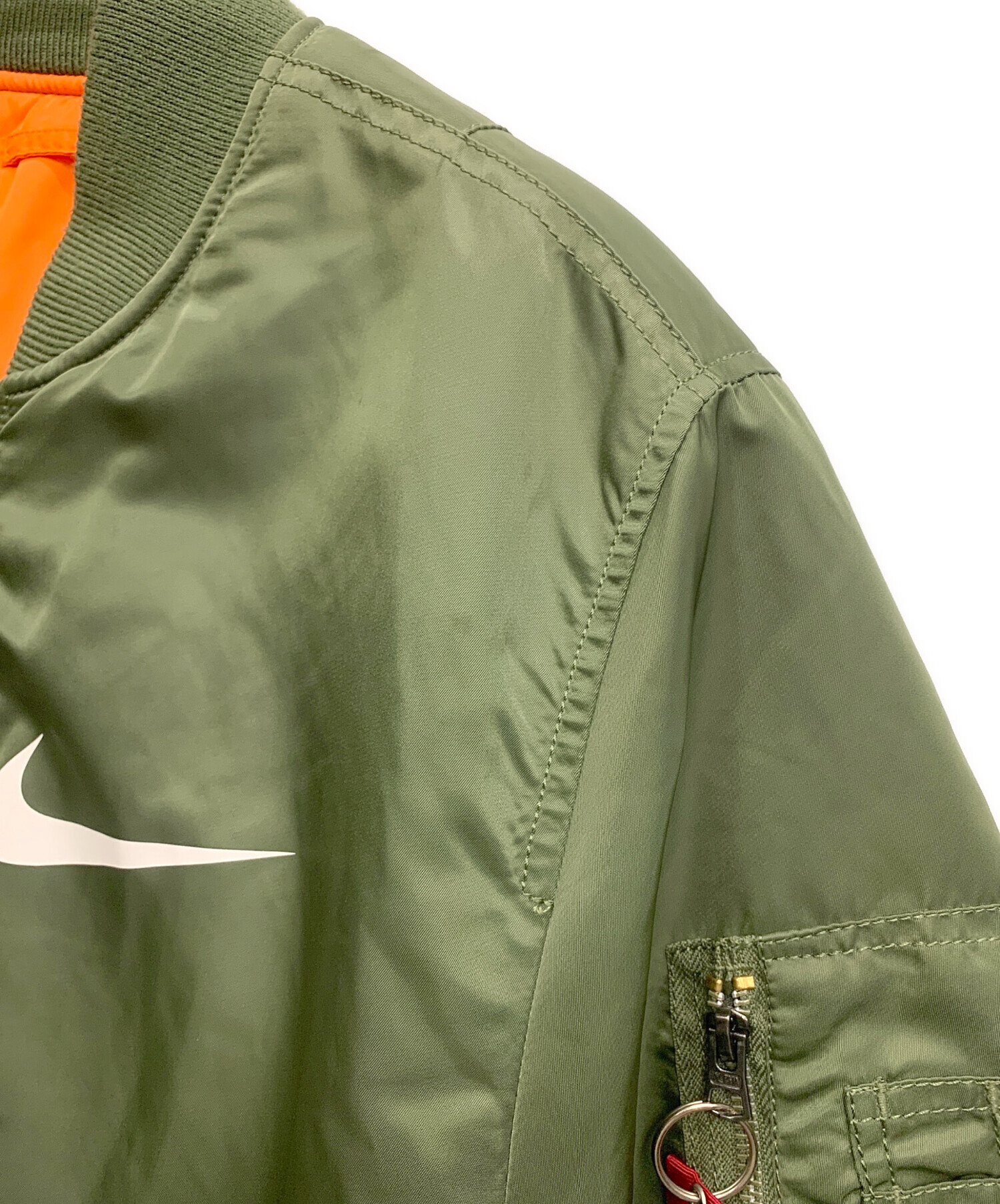 NIKE (ナイキ) ALPHA INDUSTRIES (アルファインダストリーズ) MA-1ジャケット グリーン サイズ:Ｍ