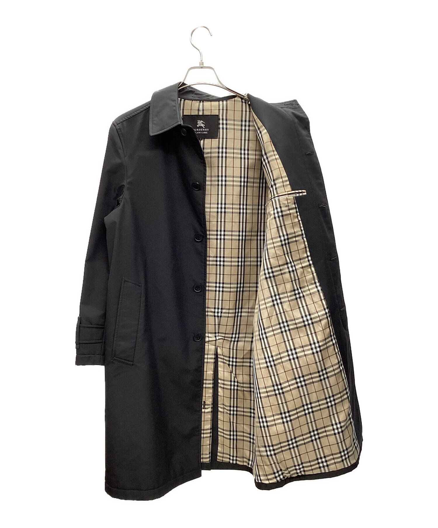 中古・古着通販】BURBERRY BLACK LABEL (バーバリーブラックレーベル) ステンカラーコート ブラック サイズ:M｜ブランド・古着通販  トレファク公式【TREFAC FASHION】スマホサイト