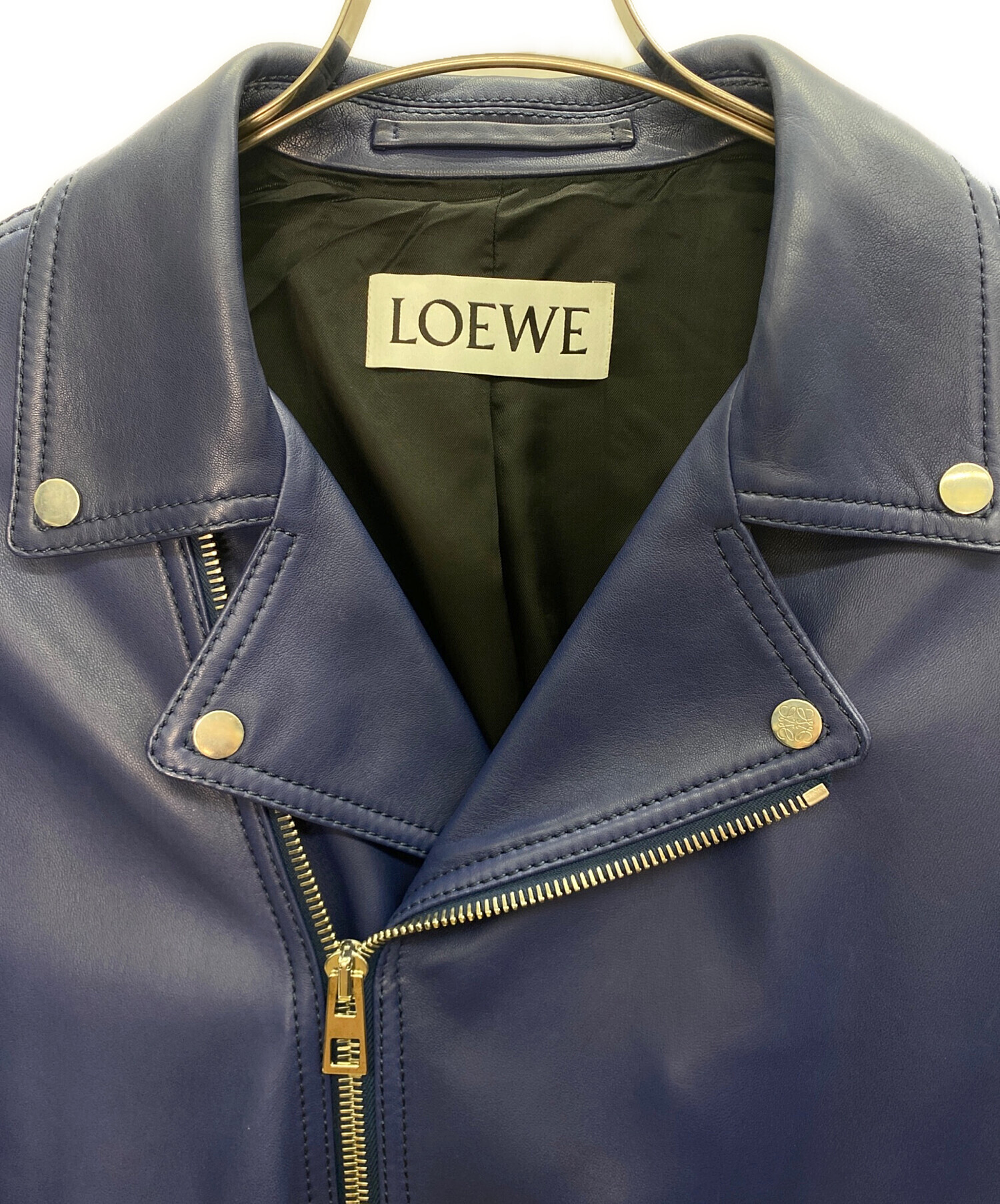 LOEWE (ロエベ) LOEWE(ロエベ) ラムレザージャケット ブルー サイズ:L