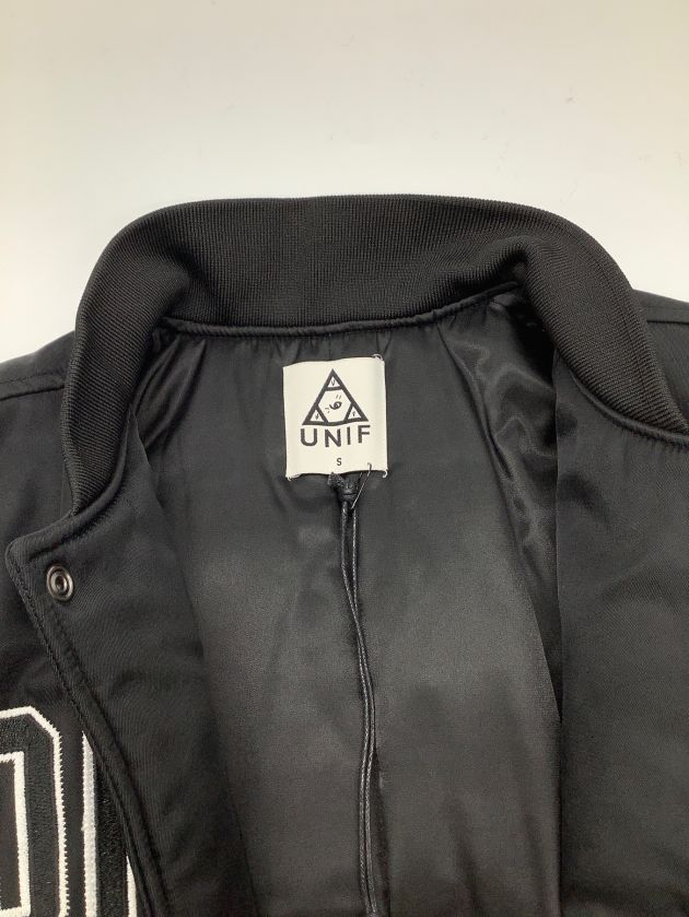 中古・古着通販】UNIF (ユニフ) スタジャン ブラック×ホワイト サイズ