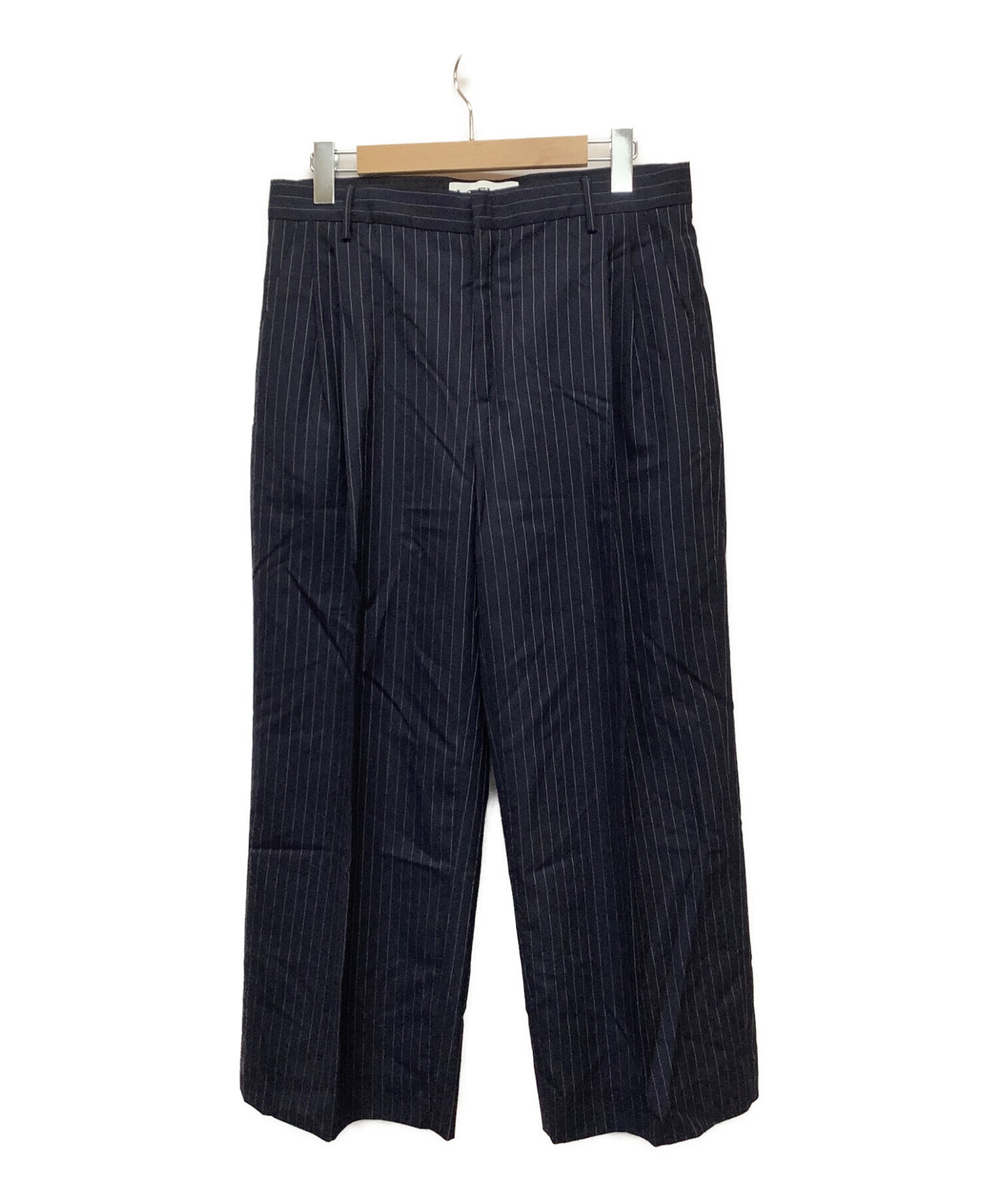 中古・古着通販】LOEWE (ロエベ) Wide Leg Striped Trousers ネイビー