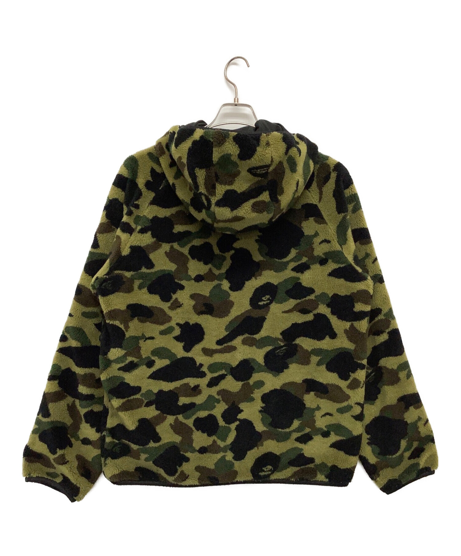 A BATHING APE (アベイシングエイプ) サルカモ柄リバーシブルフリースパーカー グリーン サイズ:XL