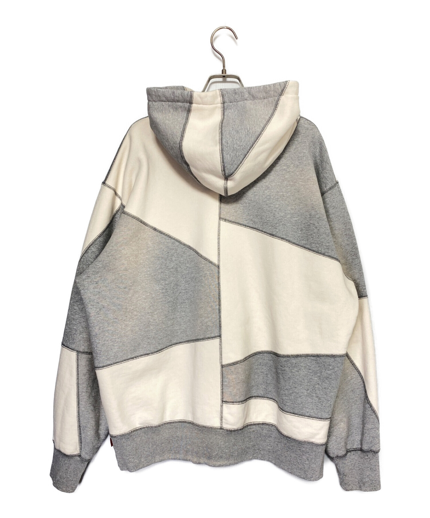 SUPREME (シュプリーム) patchwork hooded sweatshirt グレー×ホワイト サイズ:L
