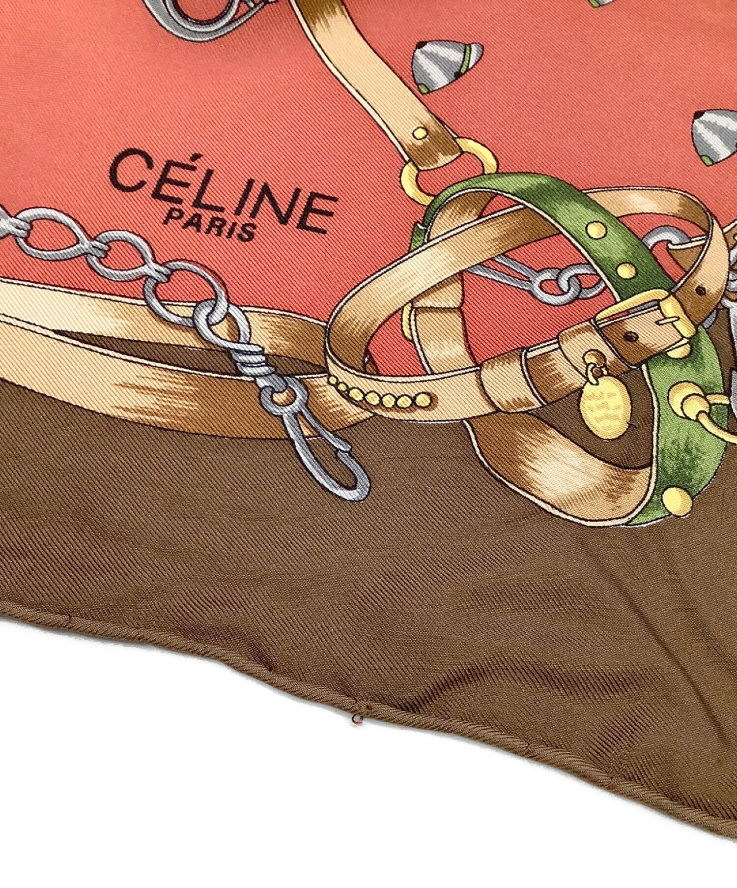 CELINE (セリーヌ) スカーフ レッド×ブラウン