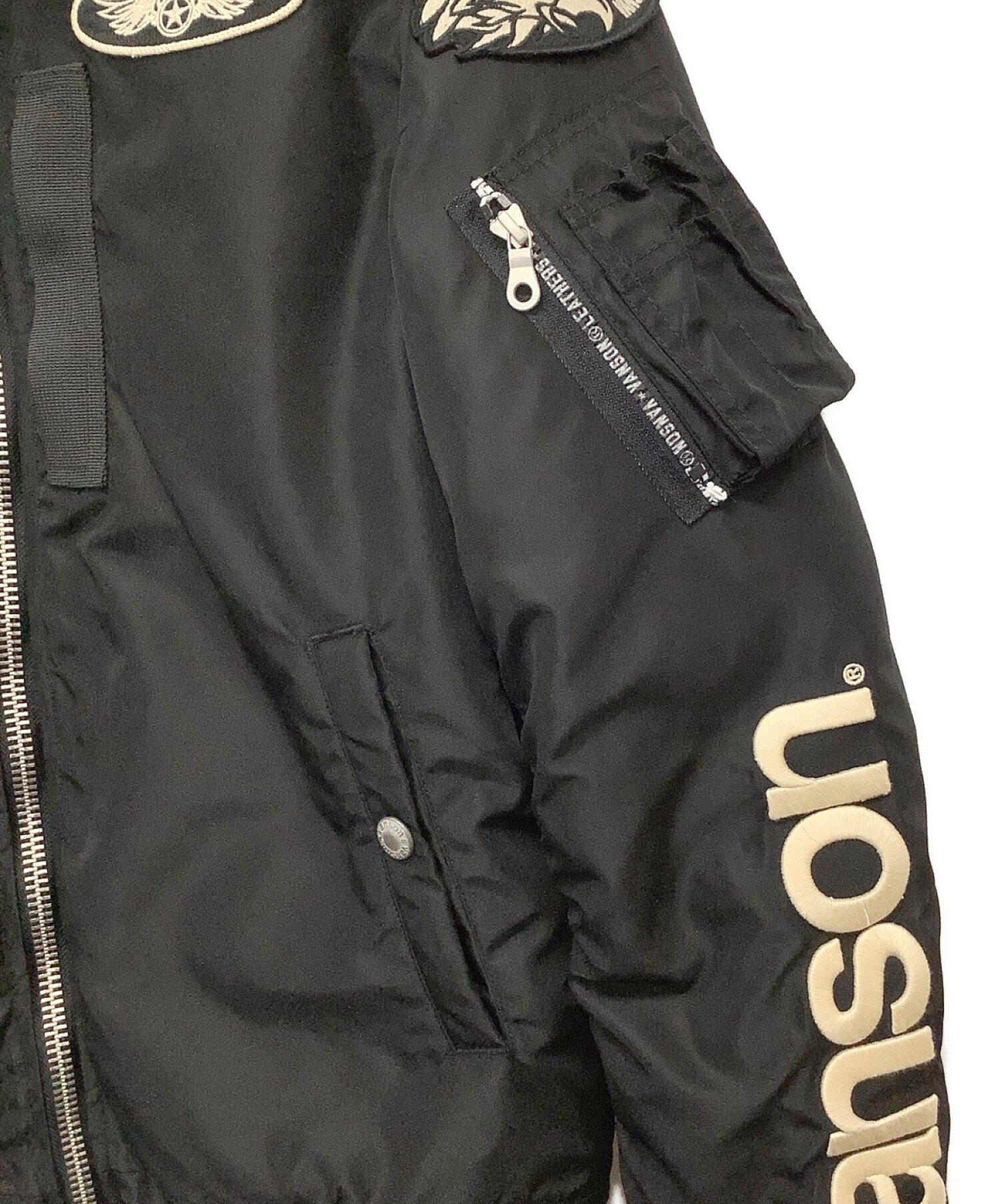 中古・古着通販】VANSON (バンソン) MA-1ジャケット ブラック サイズ:M